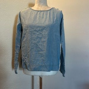 Madewell Denim Women’s Crop Neck Long Sleeve Blouse Size XS